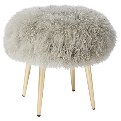 west elm Mongolian Lamb Footstool, Platinum west elm Mongolian Lamb Footstool, Platinum